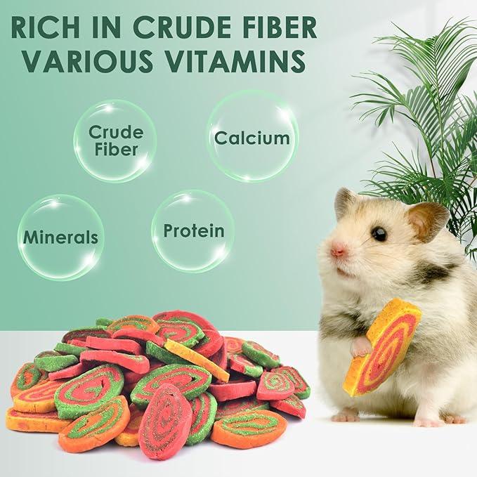 KATUMO Rabbit Toys, 220g / 7.7oz Rabbit Treats Bunny Chews Guinea Pig Molar Treats for Bunny, Hamster, Chinchilla, Gerbil, Other Small Rodents