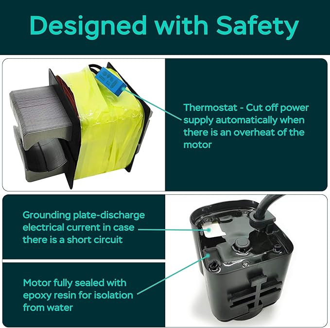 AquaMiracle 1160GPH Submersible Water Pump with 11.5ft High Lift, Pond Pump Aquarium Pumps for Fish Tank, Fountain, Waterfall, Statuary, Water feature, Hydroponics