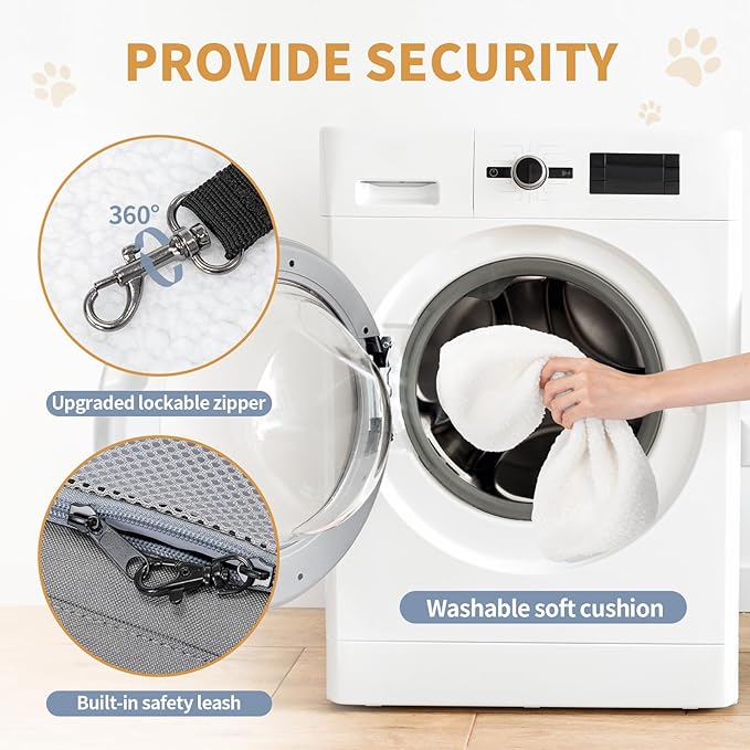 ‌Petsfit Airline Approved Pet Carrier for Small Cats, 15x8x10 TSA Approved Carrier, with Removable Dual-Sided Padding (2-Way Placement) - Fits Under Most Airplane Seats, Escape Proof (Grey)