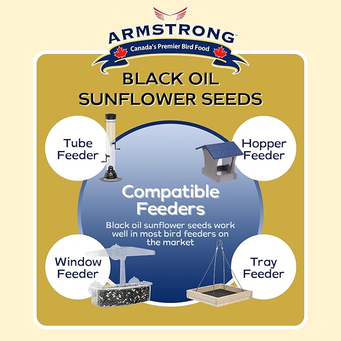 Armstrong Wild Bird Food Black Oil Sunflower Bird Seed, 35.3 Pounds - for Northern Cardinals, Blue Jays and Hairy Woodpeckers - Ideal for Outside Feeders