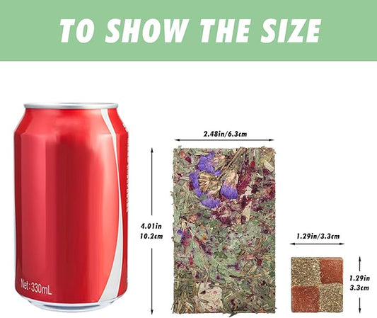 12 Pack Timothy Hay Treats, Timothy Hay Cubes and Chips, Natural Chew Toys for Teeth, Chewing Stuff for Bunny, Hamster, Guinea Pig, Chinchilla, Rabbit, and Other Small Animals