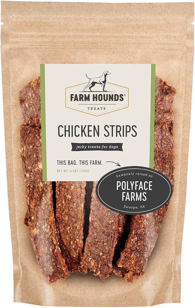 Farm Hounds - Chicken Strips - Premium Natural Jerky for Dogs - Made from 100% Humanely Raised Chicken - Break-to-Size - Great for Training & Treats - No Added Fillers - Made in USA - 4.5 oz - 1 Pack