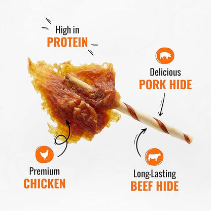 Good ‘n’ Fun Triple Flavor Wings Chews for All Dogs, 8 Ounces, Treat Your Dog to Long-Lasting Chews Made with Chicken, Beef Hide and Pork Hide