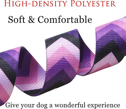 Dog Collar and Leash Set with Bohemia Floral Tribal Geometric Patterns - Soft Ethnic Style Collar Adjustable for Small Medium Large Dogs(Purple Arrow Set,L)