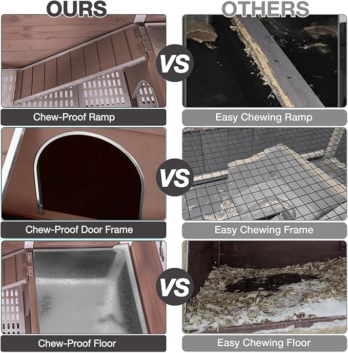 Guinea Pig Cage Indoor with Cool Zinc Plate Rabbit Hutch with Wheels and Removable Proof Tray Elevated Legs Hamster Cage with Chew-Resistant Metal Frame 36.6" L（Brown）