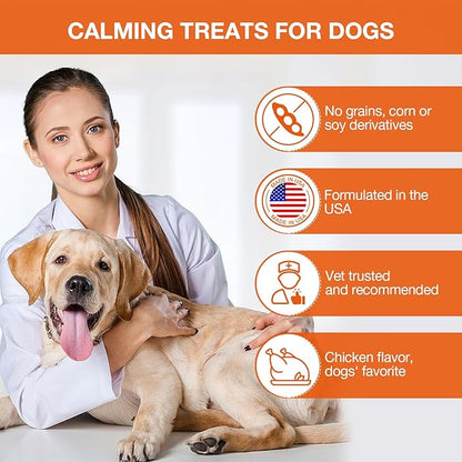 Hemp Calming Chews for Dogs 180Ct - Dog Calming Chews - Anxiety Relief Treats and Bites for Dogs - Dog Supplements for Separation, Thunderstorms, Stress, Barking, Promote Relaxation - Chicken Flavor
