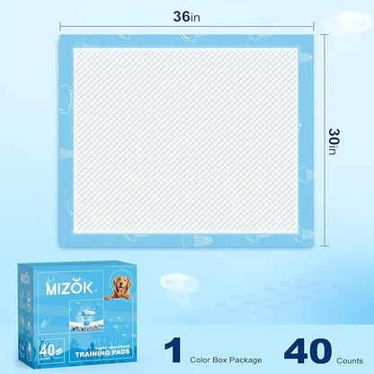 MIZOK Dog Pads Extra Large 30x36in Puppy Pads XL Super Absorbent, Potty Pads with 6-Layer Leak-Proof and Quick-Dry Surface, Wee Wee Pads for Dogs Scented with Jellyfish Pattern(40 Counts)