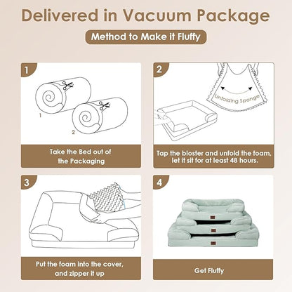 EHEYCIGA Orthopedic XL Dog Beds, Waterproof Memory Foam Dog Bed for Extra Large Dogs, Non-Slip Bottom and Egg-Crate Foam Big Pet Couch Bed with Washable Removable Cover, Sage Green