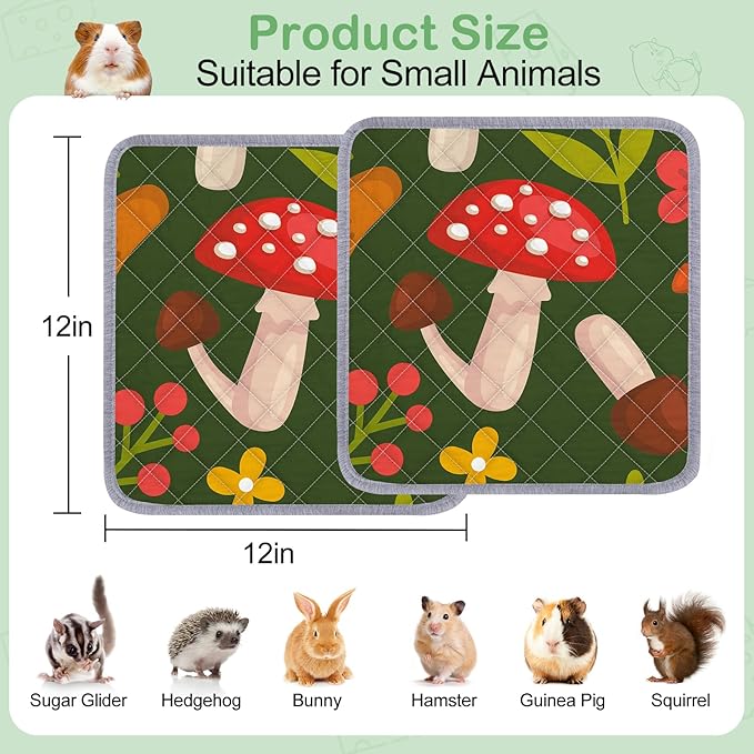 2 Pack Guinea Pig Bedding, Washable Guinea Pig Cage Liner Reusable Guinea Pig Mat Waterproof Guinea Pig Bedding for Cage, Super Absorbant Guinea Pig Pee Pads for Small Animals Hamster Rabbit Squirrel