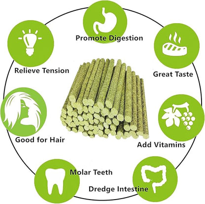 Rabbit Toys,Timothy Hay Stick for Guinea Pig Toy Bunny Chew Toys for Teeth Grinding Hamster Alfalfa Bite Treat Rabbit Molar Food Snack for Pet Rat Chinchilla Squirrel Gerbil-20PCS