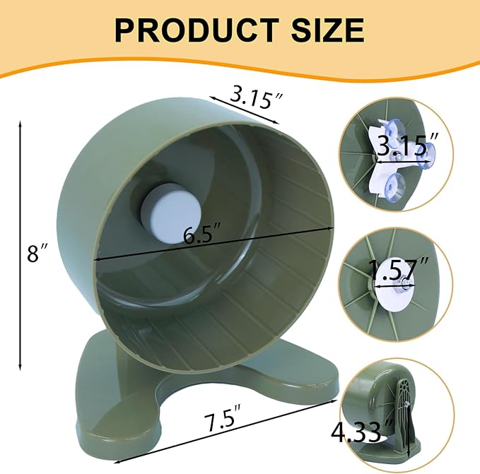 Hamster Wheel, 6.5" Super-Silent Exercise Wheels, Dual-Bearings Quiet Spinner Running Wheels, 3 Installation Methods, Fits Any Hamster Cage, Hamsters Toy for Dwarf Hamsters, Gerbils, and Small Pets.