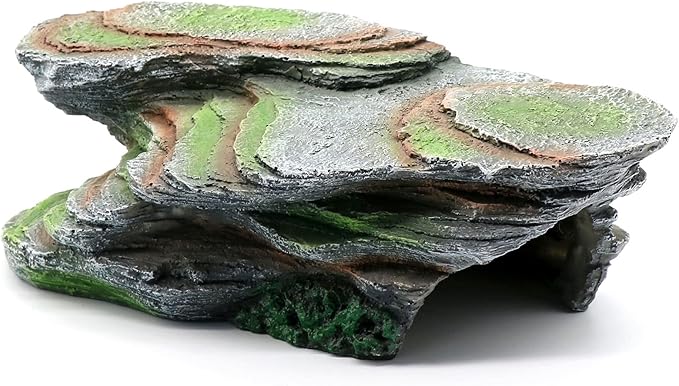 Reptile Resting Terrace Tortoise Climbing Platform Shale Scape Step Ledge, Reptile Cave Hideout Leopard Gecko Accessories Decorations, Great for Reptiles, Amphibians, Bearded Dragons, Lizard, Frogs