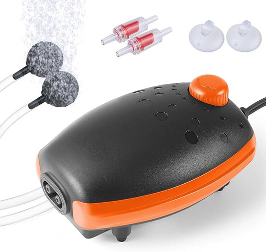 HITOP 3W 80GPH Adjustable Aquarium Air Pump, Upgrade Quiet Oxygen Pump, Powerful Air Aerator for Fish Tank up to 120 Gallon