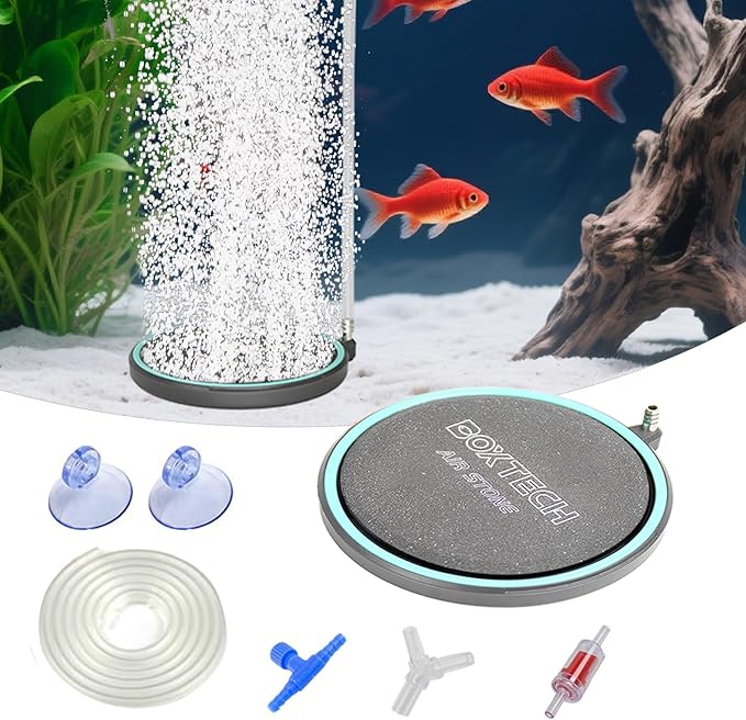 UPETTOOLS 3.2 Inch Air Stone for Aquarium – Quiet High Dissolved Oxygen Diffuser with Control Valve, Nano Bubbles Airstone Kit for Betta, Nano Tank, Shrimp & Freshwater/Saltwater Fish Tanks