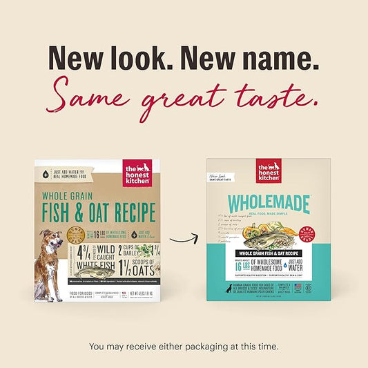 The Honest Kitchen Human Grade Dehydrated Whole Grain Dog Food – Complete Meal or Dog Food Topper – Fish 10 lb (makes 40 lbs) (Pack of 1)