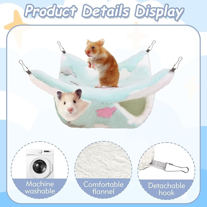 2 Pcs of Rat Hammocks Small Animal Hammock Rat Bed Guinea Pig Hammock Rats Cage Accessories for Small Animals Chinchilla Parrot Sugar Glider Ferret Squirrel