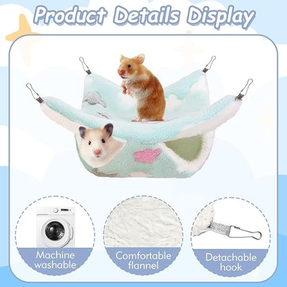 2 Pcs of Rat Hammocks Small Animal Hammock Rat Bed Guinea Pig Hammock Rats Cage Accessories for Small Animals Chinchilla Parrot Sugar Glider Ferret Squirrel