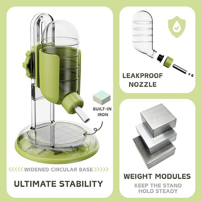 Hamster Water Bottle with Stand, Water Dispenser for Syrian Dwarf Hamsters Gerbils Mice Rats Degus (Green, 4oz)