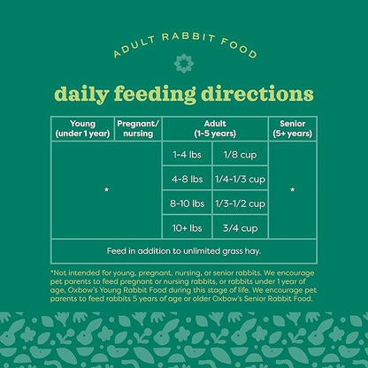 Oxbow Essentials Rabbit Food, Adult Rabbit, Made with Oxbow Timothy Hay, Pet Pellets with Vitamins & Minerals, Small Animal Pet Products, Bunny Supplies, Made in USA, Bunny Food, 5 lb