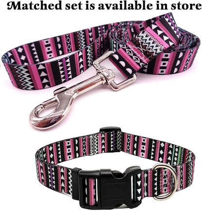 Dog Collar with Bohemia Floral Tribal Geometric Patterns - Soft Ethnic Style Collar Adjustable for Small Medium Large Dogs（Bohemian Purple,L）