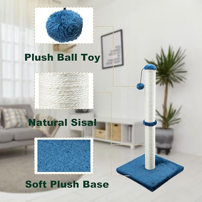 Dimaka 29" Tall Cat Scratching Post, Claw Scratcher with Sisal Rope and Covered with Soft Smooth Plush