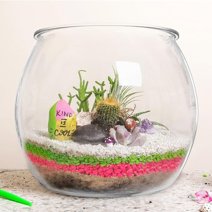 Balacoo Clear Fish Bowl: Plastic Vase Bowl Round Aquarium Terrarium Betta Fish Bowl Hydroponic Plants Holder Flower Vase