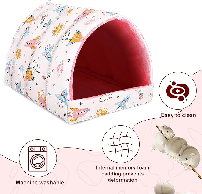 UPINS 2 Pack Guinea Pig Bed, Guinea Pig Hideout Washable Small Animal House Cage Accessories for Dwarf Rabbits Chinchillas Hamsters Hedgehogs Ferrets Bearded Dragons and Rats