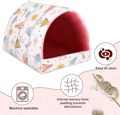 UPINS 2 Pack Guinea Pig Bed, Guinea Pig Hideout Washable Small Animal House Cage Accessories for Dwarf Rabbits Chinchillas Hamsters Hedgehogs Ferrets Bearded Dragons and Rats