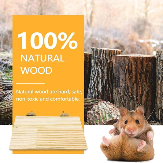 Hamster Wooden Ledge Platform 2Pcs Small Animals Natural Wood Stand Platform Chew Toys Cage Accessories for Squirrel Gerbil Suger Glider Rat Hamsters Bird