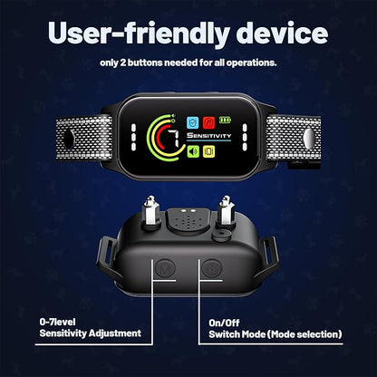 JEUJE Dog Bark Collar,Bark Collar for Large Medium Small Dogs,Anti Barking Training Collar with 7-Level Sensitivity + 5 Safety Modes Humane Training System