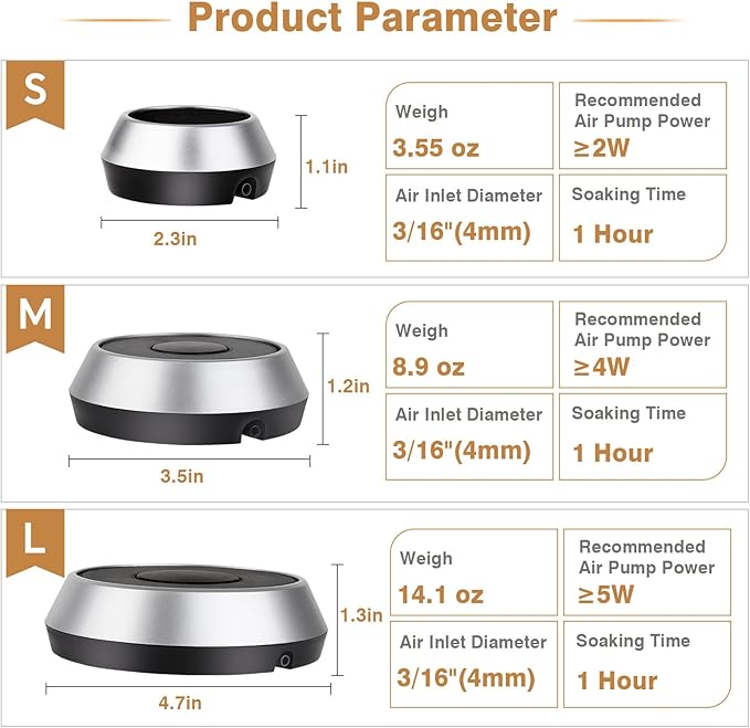 hygger Air Stone for Aquarium 4.7 Inch Fish Tank Bubble Kit Oxygen Diffuser with Air Tube, Check Valve Hydroponic Aeration Bubbler (Not Include Air Pump)