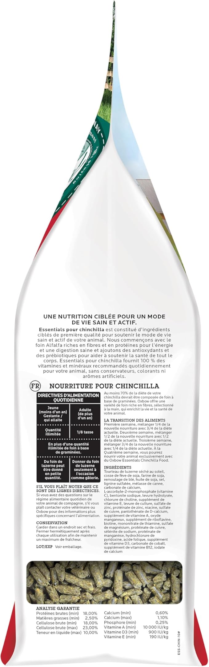 Oxbow Essentials Chinchilla Food, Made with Oxbow Alfalfa, Vitamin & Mineral Rich Food for Chinchillas, Small Animal Pet Pellets, Made in USA, High Fiber, 10 lb Bag