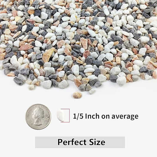 5LBS Succulent and Cactus Gravel Pebbles, 1/5 Inch Natural Decorative Polished Stones, River Rocks for Vases, Aquariums, Terrarium and Outdoor Gardening, Mixed Color