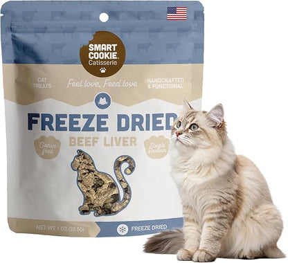 Smart Cookie Beef Liver Freeze Dried Cat Treats – Single Ingredient, High-Protein Snacks for Picky Cats – 100% Pure Beef Liver, No Fillers or Additives, Made in The USA – 1oz (3 Pack)