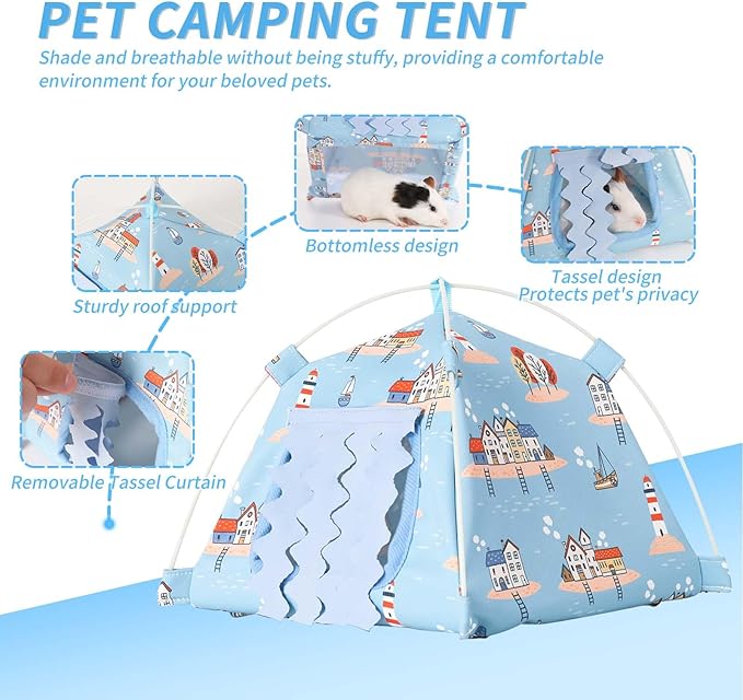 Hamster Mini Tent Hideout, No Bottom Lightweight & Easy to Clean, Rat Bed Without Installing Syrian Hamster Bed House, Suitable for Mouse, Fancy Rat, Chipmunk and Mini Guinea Pig (Beige)