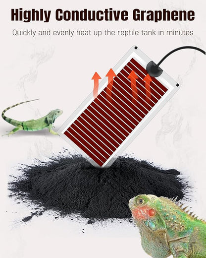 Pawfly 14 W Reptile Heat Pad 11 x 5.9 Inch Reptile Heating Pad Under Tank Terrarium Safe Fast Heating Mat Heat Mat for Turtles Frogs Snakes Lizards Geckos Hermit Crabs Spiders & Other Reptiles