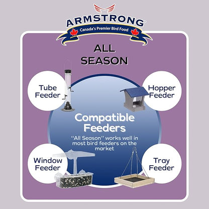 Armstrong Wild Bird Food All Season Bird Seed Blend, 8.8 Pounds - with Cut Corn, Wheat, White & Red Millet, Black Oil Sunflower Seeds for Blue Jays, Dark-Eyed Juncos and Mourning Doves