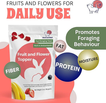 2 oz Fruit and Flower Topper – Natural Foraging Treat for Small Pets – Rabbits, Guinea Pigs, Chinchillas & More – Rich in Antioxidants & Vitamin C
