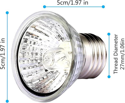 4 -Pack 50W UVA UVB Heat Lamp Bulbs for Reptiles, Heating Emitter Bulbs for Amphibian, Terrariums, Cages, for Tortoise, Snake, Frog, Lizard, Chameleon, Hermit Crab, Cockatoo. Halogen, Orange