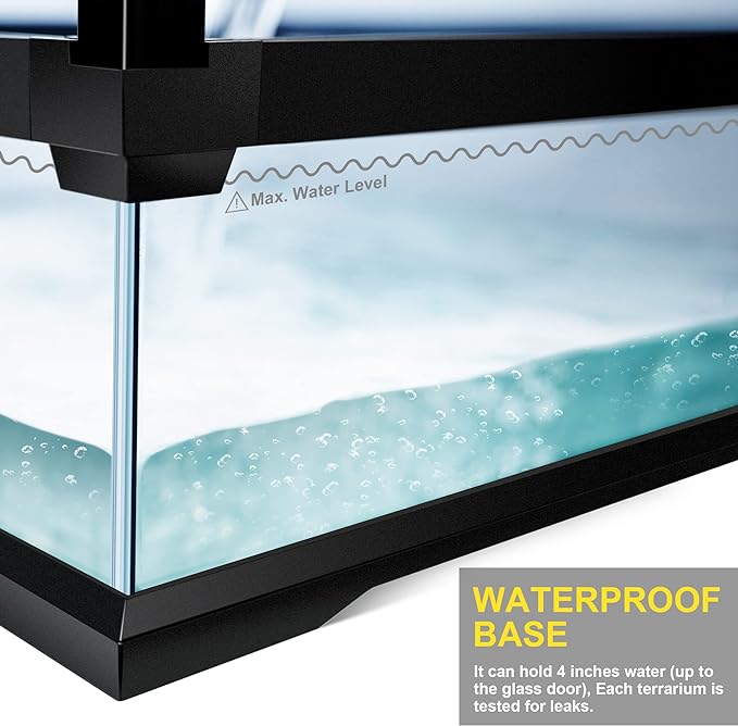 32 Gallon Professional Glass Terrarium 18"x18"x24" Durable Reptile Habitat Tank with Heat Resistant Aluminum Alloy Frame, Dual Front Swinging Doors for no Jam by Sand and Other Debris