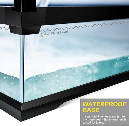 32 Gallon Professional Glass Terrarium 18"x18"x24" Durable Reptile Habitat Tank with Heat Resistant Aluminum Alloy Frame, Dual Front Swinging Doors for no Jam by Sand and Other Debris