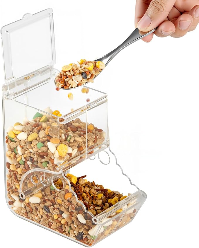 Automatic Feeder for Hamster with Gravity Feeding, Easy Refill, Transparent, Auto Food Dispenser for Hamsters Parrots Sugar Gliders and Other Small Animals (400 ML)