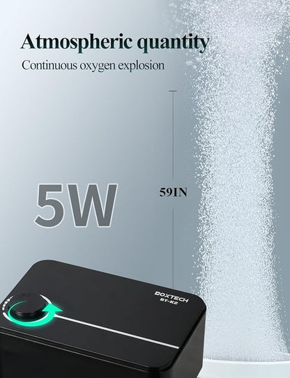 UPETTOOLS Aquarium Air Pump, Fish Tank Air Pump Ultra Quiet Powerful Bubbler Aerator, 5W 4L/min, Adjustable Dual Outlet, for 10-180 Gallon Fish Tank