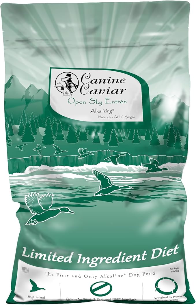 Canine Caviar - Open Sky: Duck & Teff Alkaline Dry Dog Food, Limited Ingredients, Gluten-Free, Based on Science & Research, Veterinary Alternative Diet (22 Pound Bag)