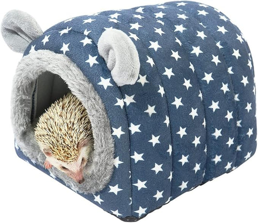 YOGURTCK Hamster Hedgehog Guinea Pigs Cave Bed Nest Hideout, Small Animals Cage Supplies Warm House - Blue