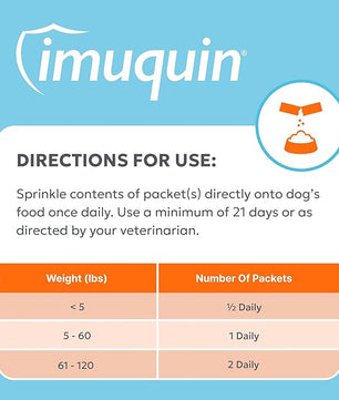 Nutramax Laboratories Nutramax Imuquin Immune Health Supplement Powder for Dogs, with Beta Glucans, Marine Lipids, Vitamins and Minerals, 30 Packets, Updated Version