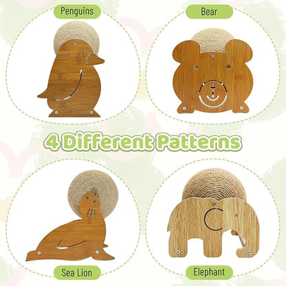 Fhiny Rabbit Scratch Toy, Natural Sisal Bunny Toy Rabbit Scratching Ball Cute Sisal Bunny Claw Scratcher Ball Enrichment Interactive Toy Scratching Post for Kittens Ferrets Sea Lion Shape