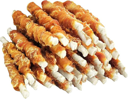 MON2SUN Dog Treats, Rawhide Twist Chicken Hide Sticks, Suitable for Puppy and Small Dogs, 5 Inch (Chicken, Pack of 40)