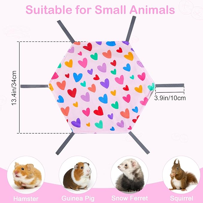 Glittme 3-Layer Ferret Hammock Soft Guinea Pig Hammock Washable Rat Hammock Hamster Cage Accessories Cozy Ferret Bed Toys for Small Animals Pet Sugar Glider