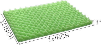 4 Pack Aquarium Filter Media Bio Sponge Pad 16 x 12 x 1 inch, Fish Pond Foam Filter 20/30/40 PPI (Green 40ppi 4pack)